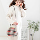 [SHOULDER BAG] WATER-REPELLENT NISHIJIN SILK CLASP GAMA-GUCHI WITH TARTAN CHECK (BEIGE) | NISHIJIN TEXTILES | ATELIER KYOTO NISHIJIN