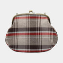 [SHOULDER BAG] WATER-REPELLENT NISHIJIN SILK CLASP GAMA-GUCHI WITH TARTAN CHECK (BEIGE) | NISHIJIN TEXTILES | ATELIER KYOTO NISHIJIN