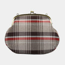 [SHOULDER BAG] WATER-REPELLENT NISHIJIN SILK CLASP GAMA-GUCHI WITH TARTAN CHECK (BEIGE) | NISHIJIN TEXTILES | ATELIER KYOTO NISHIJIN