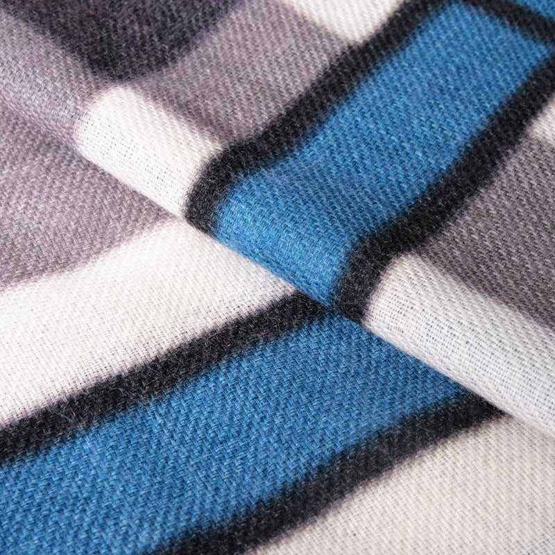 [圍巾]大晶格（白色和藍灰色）S | Kyo Yuzen染色| Nogiguchi Kihei