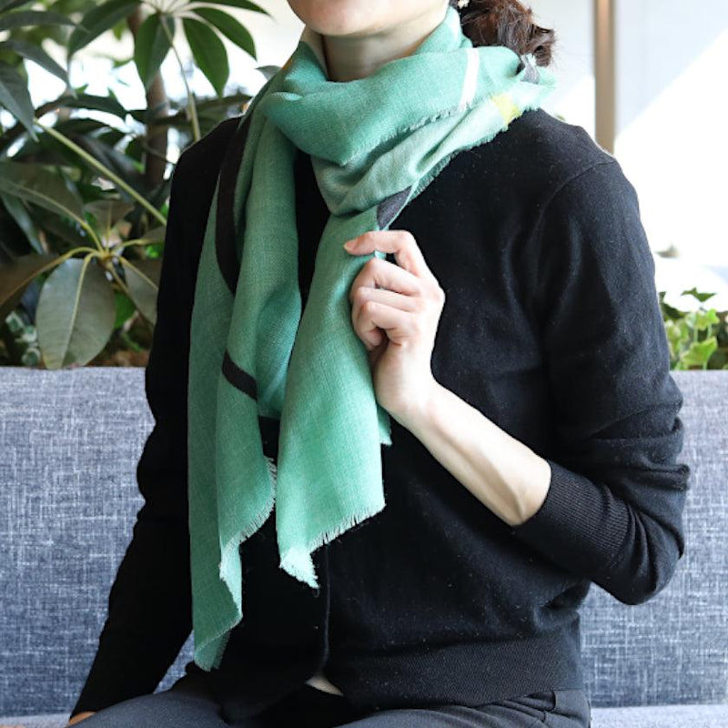 [SCARF] STREAMLINE (BLUE-GREEN) S | KYO YUZEN DYEING | NOGIGUCHI KIHEI