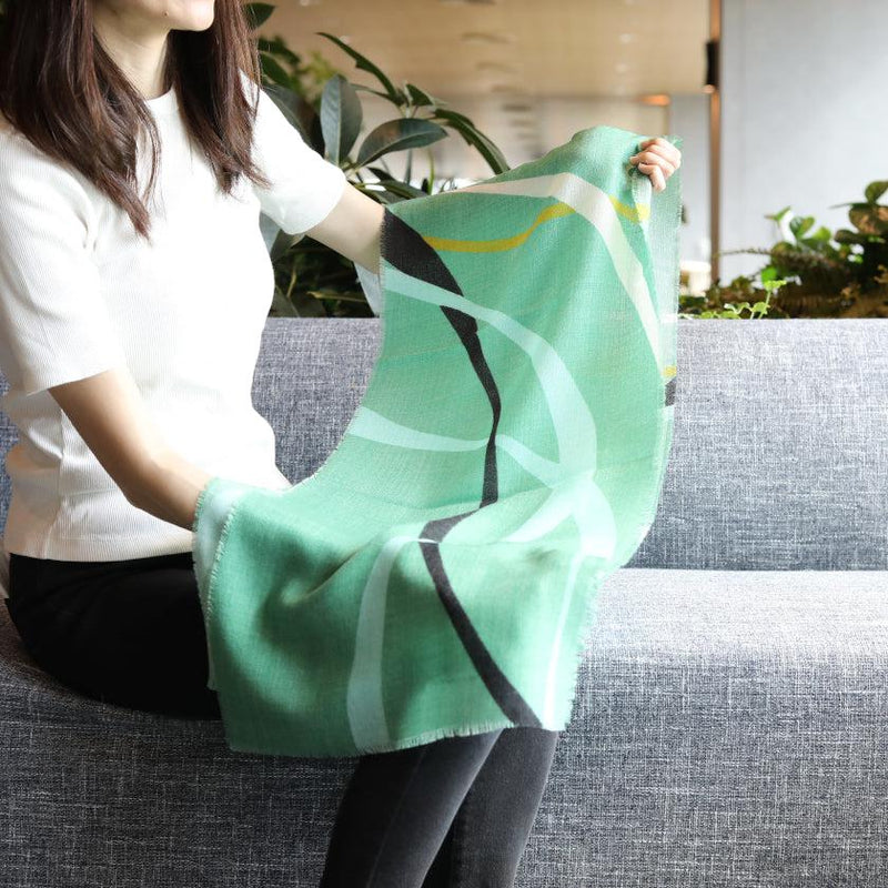 [SCARF] STREAMLINE (BLUE-GREEN) S | KYO YUZEN DYEING | NOGIGUCHI KIHEI