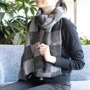 [SCARF]  CHECKERED (BLACK GRAY) | KYO YUZEN DYEING | NOGIGUCHI KIHEI