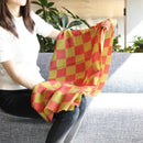 [SCARF]  CHECKERED (RED OCHRE) | KYO YUZEN DYEING | NOGIGUCHI KIHEI