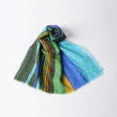 [SCARF]  CHASE STRIPE (BLUE-GREEN) | KYO YUZEN DYEING | NOGIGUCHI KIHEI
