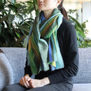 [SCARF]  CHASE STRIPE (BLUE-GREEN) | KYO YUZEN DYEING | NOGIGUCHI KIHEI