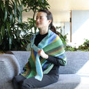 [SCARF]  CHASE STRIPE (BLUE-GREEN) | KYO YUZEN DYEING | NOGIGUCHI KIHEI