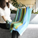 [SCARF]  CHASE STRIPE (BLUE-GREEN) | KYO YUZEN DYEING | NOGIGUCHI KIHEI
