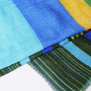 [SCARF]  CHASE STRIPE (BLUE-GREEN) | KYO YUZEN DYEING | NOGIGUCHI KIHEI