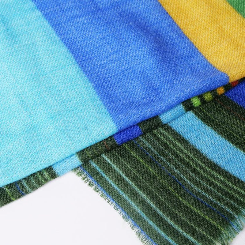 [圍巾]大通條紋（藍綠色）| Kyo Yuzen染色| Nogiguchi Kihei
