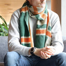 [SCARF]  LARGE LATTICE (GREEN-ORANGE) | KYO YUZEN DYEING | NOGIGUCHI KIHEI