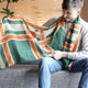 [Scarf] lattice ขนาดใหญ่ (สีเขียวส้ม) | การย้อมสี Kyo Yuzen | Nogiguchi Kihei