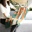 [SCARF]  LARGE LATTICE (GREEN-ORANGE) | KYO YUZEN DYEING | NOGIGUCHI KIHEI