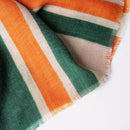 [SCARF]  LARGE LATTICE (GREEN-ORANGE) | KYO YUZEN DYEING | NOGIGUCHI KIHEI