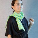 [STOLE] COTTON VERTICAL CHECKERBOARD (BLUE-GREEN-YELLOW) | KYO YUZEN DYEING | NOGIGUCHI KIHEI