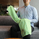 [STOLE] COTTON VERTICAL CHECKERBOARD (BLUE-GREEN-YELLOW) | KYO YUZEN DYEING | NOGIGUCHI KIHEI