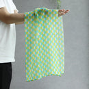 [STOLE] COTTON VERTICAL CHECKERBOARD (BLUE-GREEN-YELLOW) | KYO YUZEN DYEING | NOGIGUCHI KIHEI