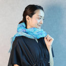 [STOLE] LINEN 160 X 35 BLUE SEA BRICK (INDIGO) | KYO YUZEN DYEING | NOGIGUCHI KIHEI