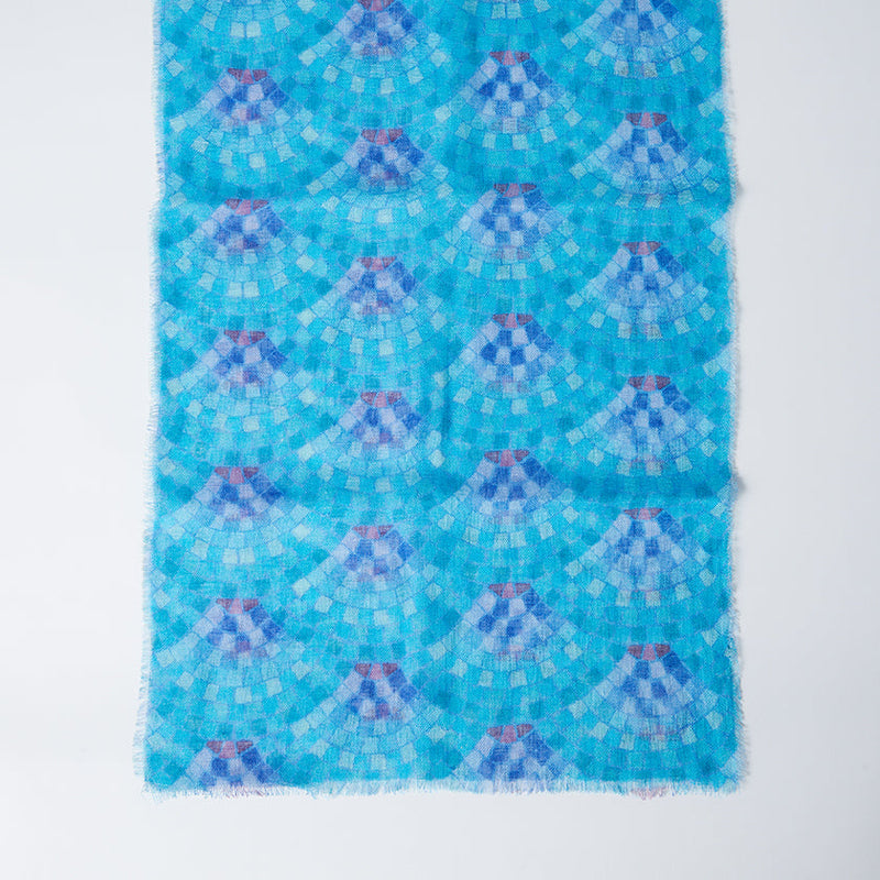 [偷了]亞麻160 x 35藍色海磚（靛藍）| Kyo Yuzen染色| Nogiguchi Kihei