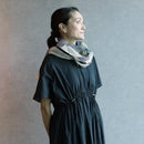 [STOLE] LINEN 160 X 35POLKA DOTS LARGE (MONOCHROME & PURPLE) | KYO YUZEN DYEING | NOGIGUCHI KIHEI