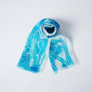 [STOLE] LINEN 160 X 35 SEGGY CHRYSANTHEMUM (BLUE) | KYO YUZEN DYEING | NOGIGUCHI KIHEI