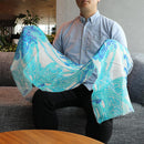 [STOLE] LINEN 160 X 35 SEGGY CHRYSANTHEMUM (BLUE) | KYO YUZEN DYEING | NOGIGUCHI KIHEI
