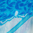 [STOLE] LINEN 160 X 35 SEGGY CHRYSANTHEMUM (BLUE) | KYO YUZEN DYEING | NOGIGUCHI KIHEI