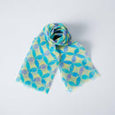 [STOLE] LINEN 160 X 35 CLOISONNE (YELLOW-BLUE) | KYO YUZEN DYEING | NOGIGUCHI KIHEI