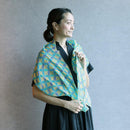 [STOLE] LINEN 160 X 35 CLOISONNE (YELLOW-BLUE) | KYO YUZEN DYEING | NOGIGUCHI KIHEI