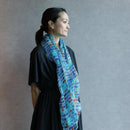 [STOLE] LINEN 160 X 35 SQUARE (BLUE) | KYO YUZEN DYEING | NOGIGUCHI KIHEI