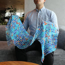 [STOLE] LINEN 160 X 35 SQUARE (BLUE) | KYO YUZEN DYEING | NOGIGUCHI KIHEI