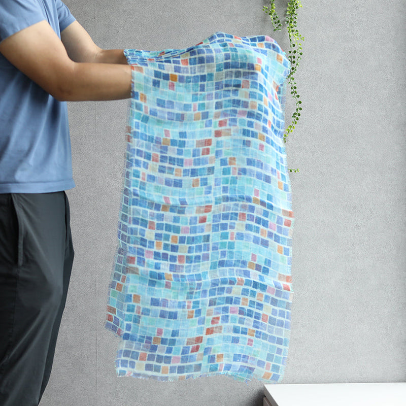 [偷了]亞麻160 x 35平方（藍色）| Kyo Yuzen染色| Nogiguchi Kihei