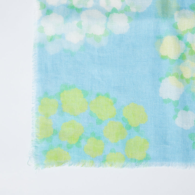[偷了]亞麻160 x 35花圈（藍色）| Kyo Yuzen染色| Nogiguchi Kihei