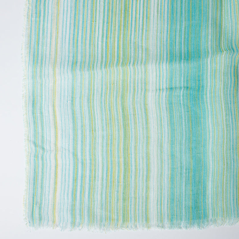 [偷了]亞麻190 x 52條紋（涼爽的綠色和藍色）| Kyo Yuzen染色| Nogiguchi Kihei
