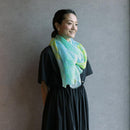 [STOLE] LINEN 190 X 52 FLOWER CIRCLE (BLUE) | KYO YUZEN DYEING | NOGIGUCHI KIHEI