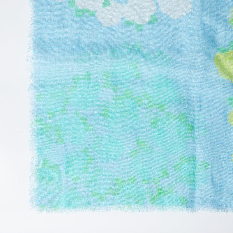 [STOLE] LINEN 190 X 52 FLOWER CIRCLE (BLUE) | KYO YUZEN DYEING | NOGIGUCHI KIHEI