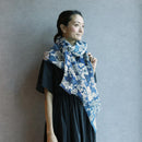 [STOLE] LINEN 190 X 52 YUZEN FLOWER (WHITE) | KYO YUZEN DYEING | NOGIGUCHI KIHEI