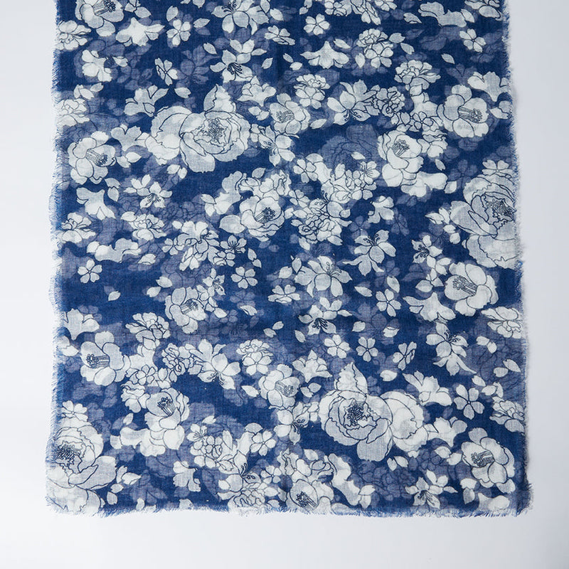 [偷了]亞麻190 x 52元花（白色）| Kyo Yuzen染色| Nogiguchi Kihei