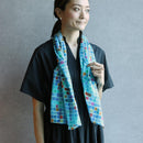 [STOLE] COTTON SQUARE (BLUE) | KYO YUZEN DYEING | NOGIGUCHI KIHEI