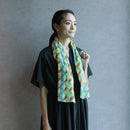 [STOLE] COTTON CLOISONNE (RED, BLUE & GREEN) | KYO YUZEN DYEING | NOGIGUCHI KIHEI