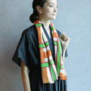 [STOLE] COTTON LARGE LATTICE (RED GREEN) | KYO YUZEN DYEING | NOGIGUCHI KIHEI