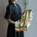 [STOLE] COTTON LARGE LATTICE (RED GREEN) | KYO YUZEN DYEING | NOGIGUCHI KIHEI