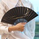 [HAND FAN] CRESCENT MOON (BLACK) GOLD LEAF | KARAKAMI (JAPANESE PAPER)｜KEIBIFUGETSU