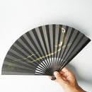 [HAND FAN] CRESCENT MOON (BLACK) GOLD LEAF | KARAKAMI (JAPANESE PAPER)｜KEIBIFUGETSU