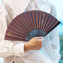 [HAND FAN] CRESCENT MOON (PURPLE) BRONZE | KARAKAMI (JAPANESE PAPER)｜KEIBIFUGETSU