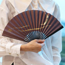 [HAND FAN] CRESCENT MOON (PURPLE) GOLD LEAF | KARAKAMI (JAPANESE PAPER)｜KEIBIFUGETSU