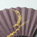 [HAND FAN] CRESCENT MOON (PURPLE) GOLD LEAF | KARAKAMI (JAPANESE PAPER)｜KEIBIFUGETSU