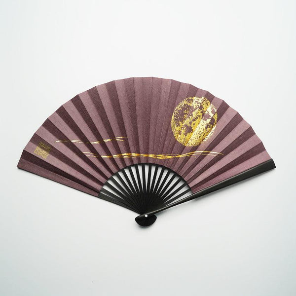 [手風扇]滿月（紫色）金箔| karakami（日本紙）｜ keibifugetsu