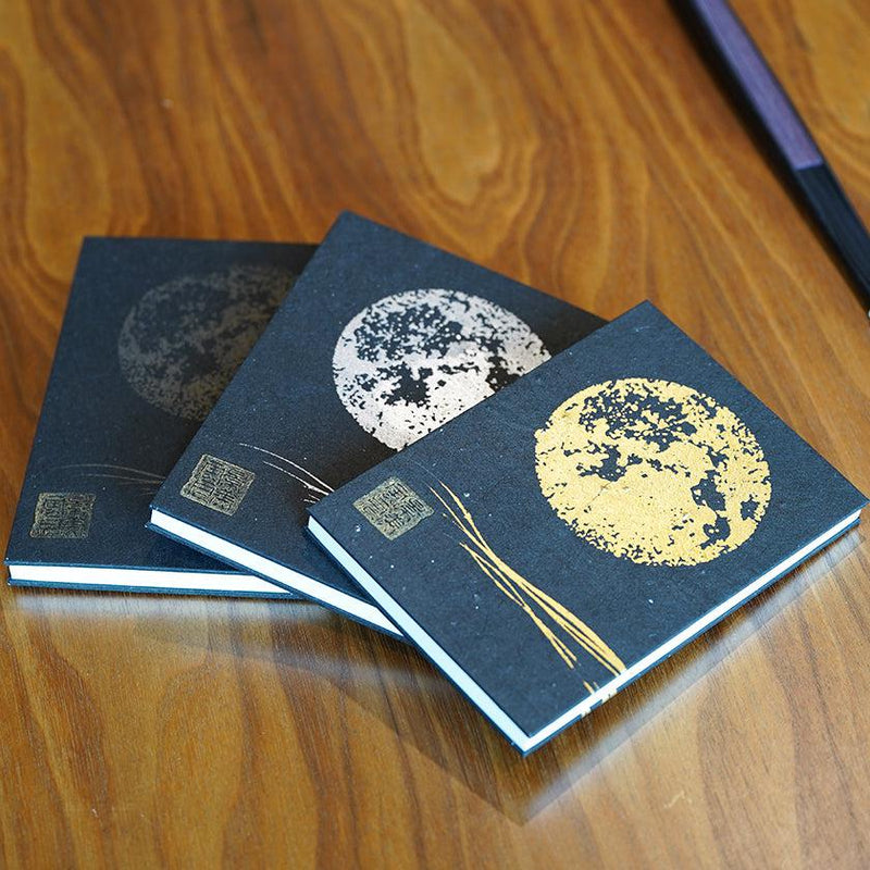 [STATIONERY] RED STAMP BOOK FULL MOON (BLACK) | KARAKAMI (JAPANESE PAPER)｜KEIBIFUGETSU