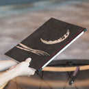 [STATIONERY] NOTEBOOK CRESCENT MOON (BLACK) | KARAKAMI (JAPANESE PAPER)｜KEIBIFUGETSU